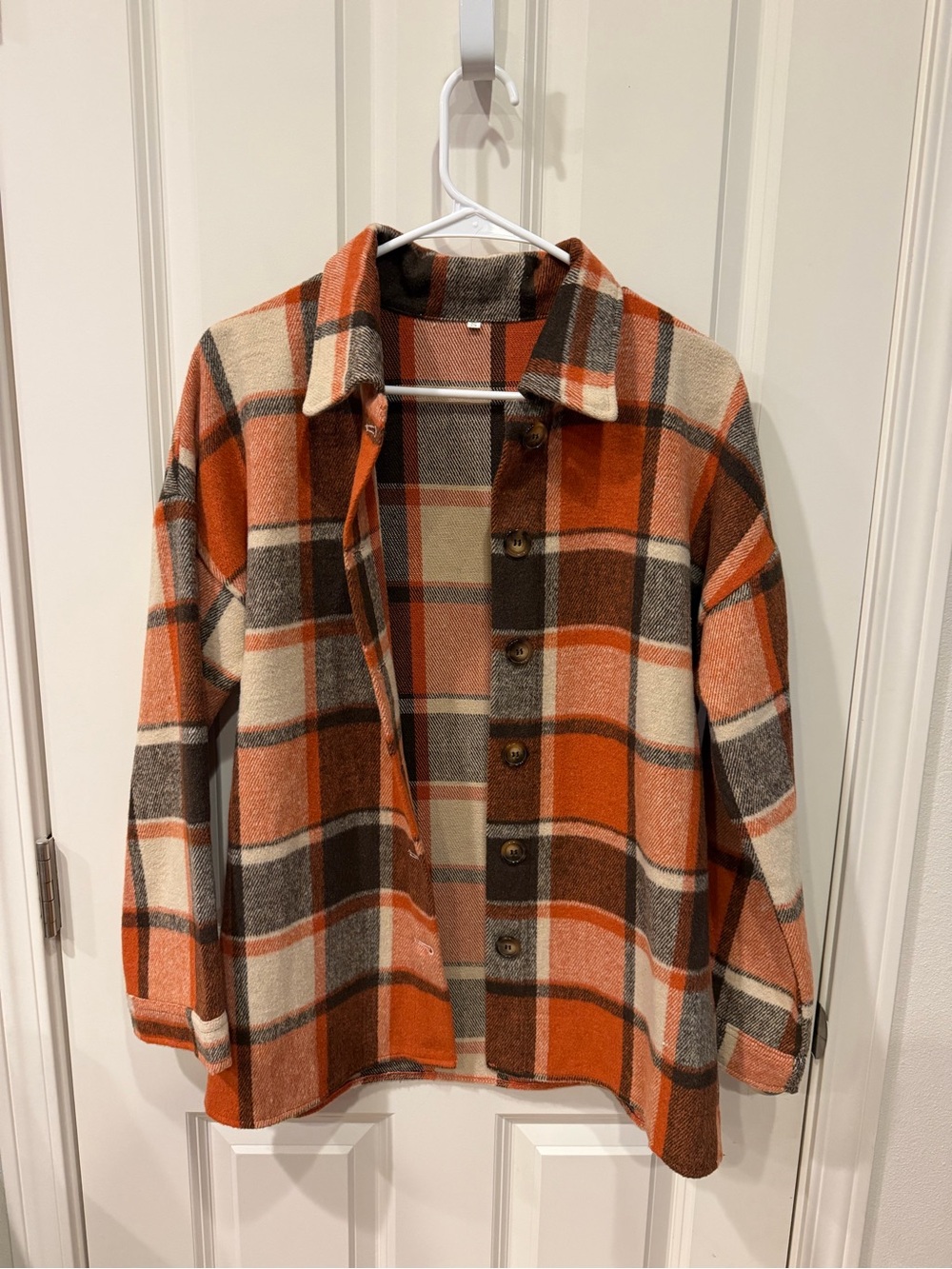 Orange Plaid Button-Up Jacket
